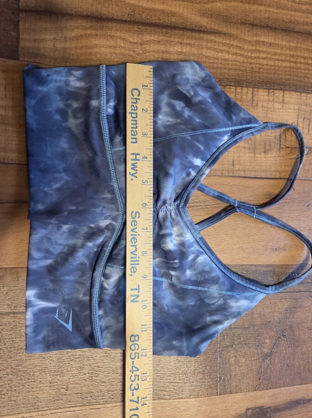 Women’s Gymshark Blue Tie-Dye Longline Sports Top. Sz S - Picture 4 of 6